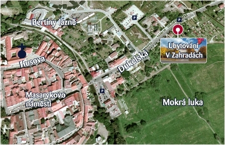 mapa Ubytování V Zahradách Třeboň